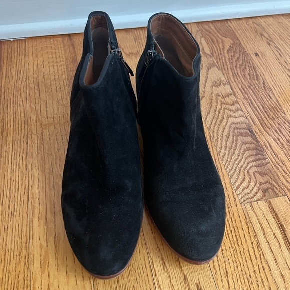 SAM EDELMAN Petty Black Suede Ankle Boots Booties Size 6.5 - Picture 4 of 10